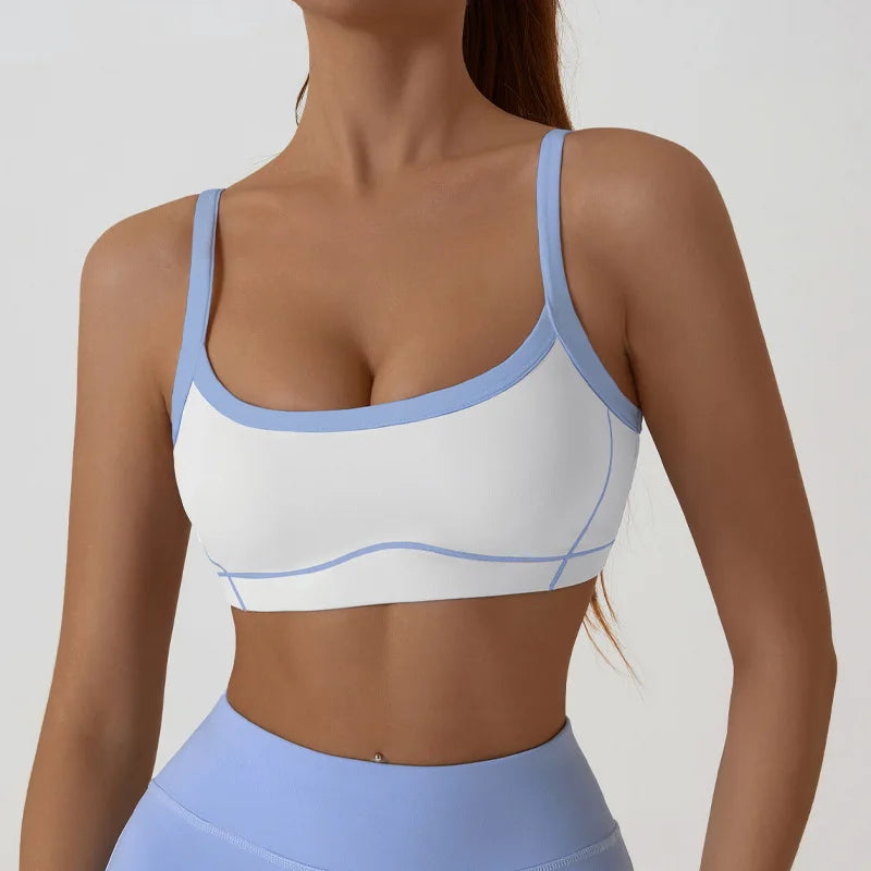Yoga Sports Bra Color Clashing Shock Absorbing Brassiere Women Full Cup Breathable Gym Tube top Bra Yoga Workout Underwear