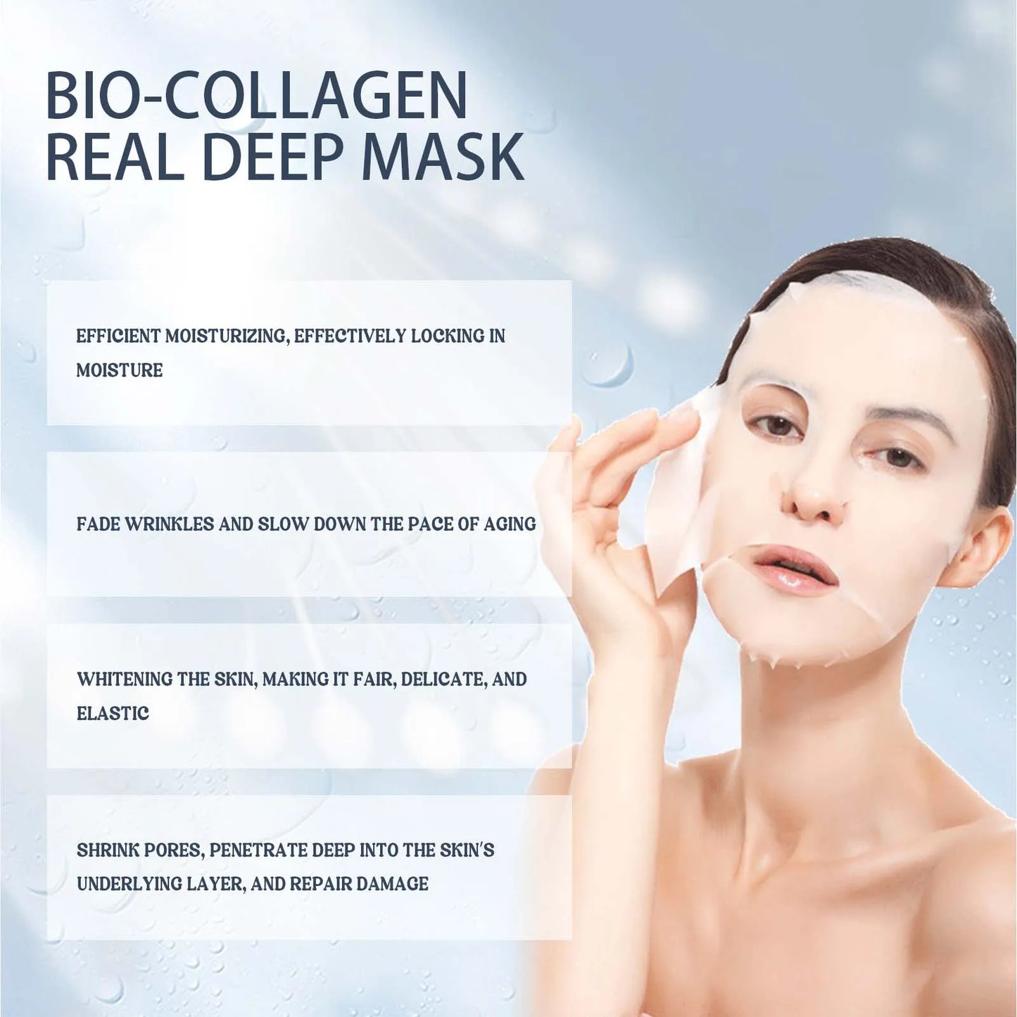 Bio-Collagen Real Deep Mask Wrinkle Lifting Patch Fades Fine Lines Legal Wrinkles Softing Smoothing Facial Skin Hydrating Patch
