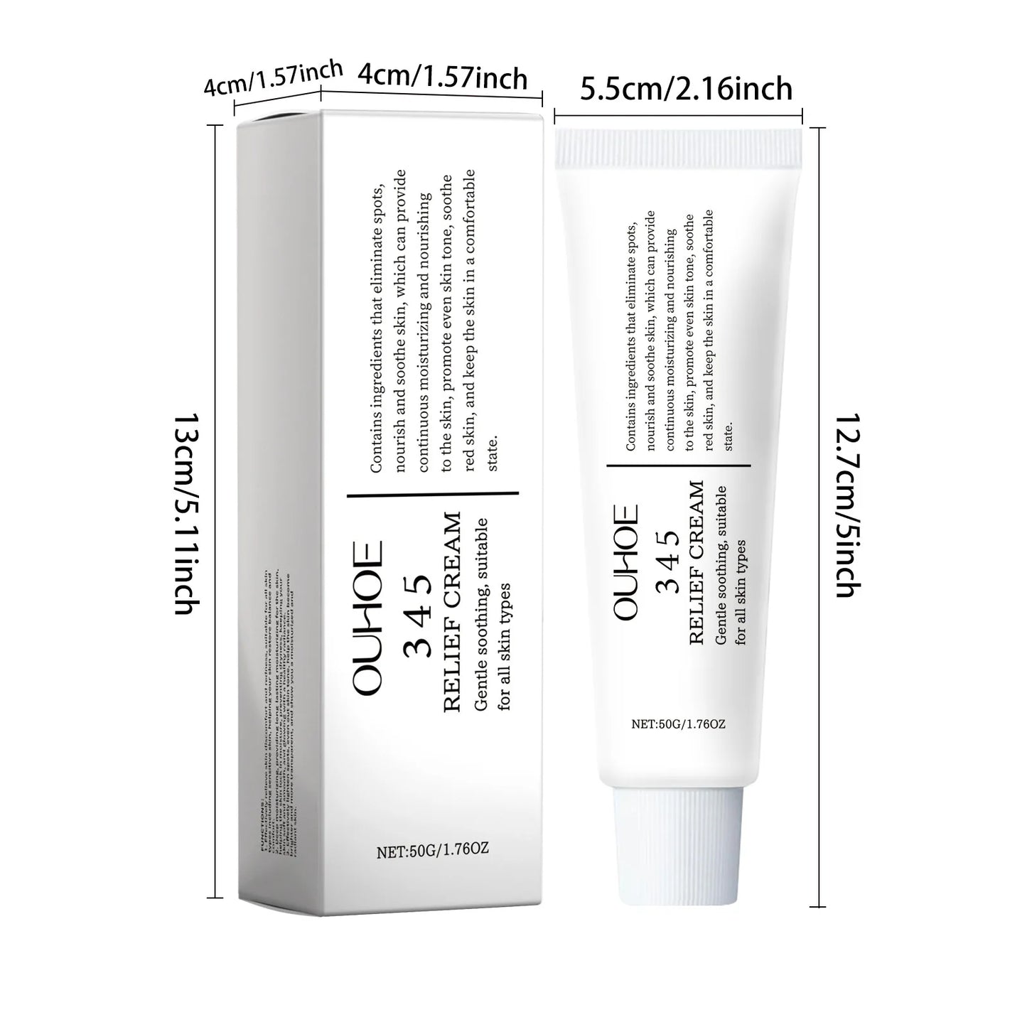 Ouhoe 50g 345 Relief Cream Brightening Skin Hydrate Facial Reapir Blemishes Nourish Long Lasting Moisturizer Soothing Face Cream