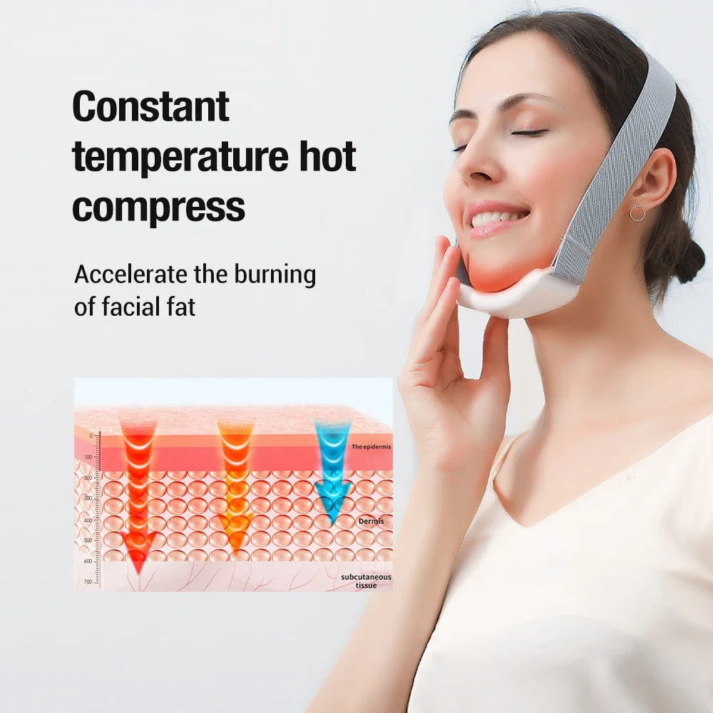 EMS Facial Lifting Massager Face Slimming V Shape Lifter Belt Face Lift Beauty Device Hot Compress Vibration Reduce Double Chin