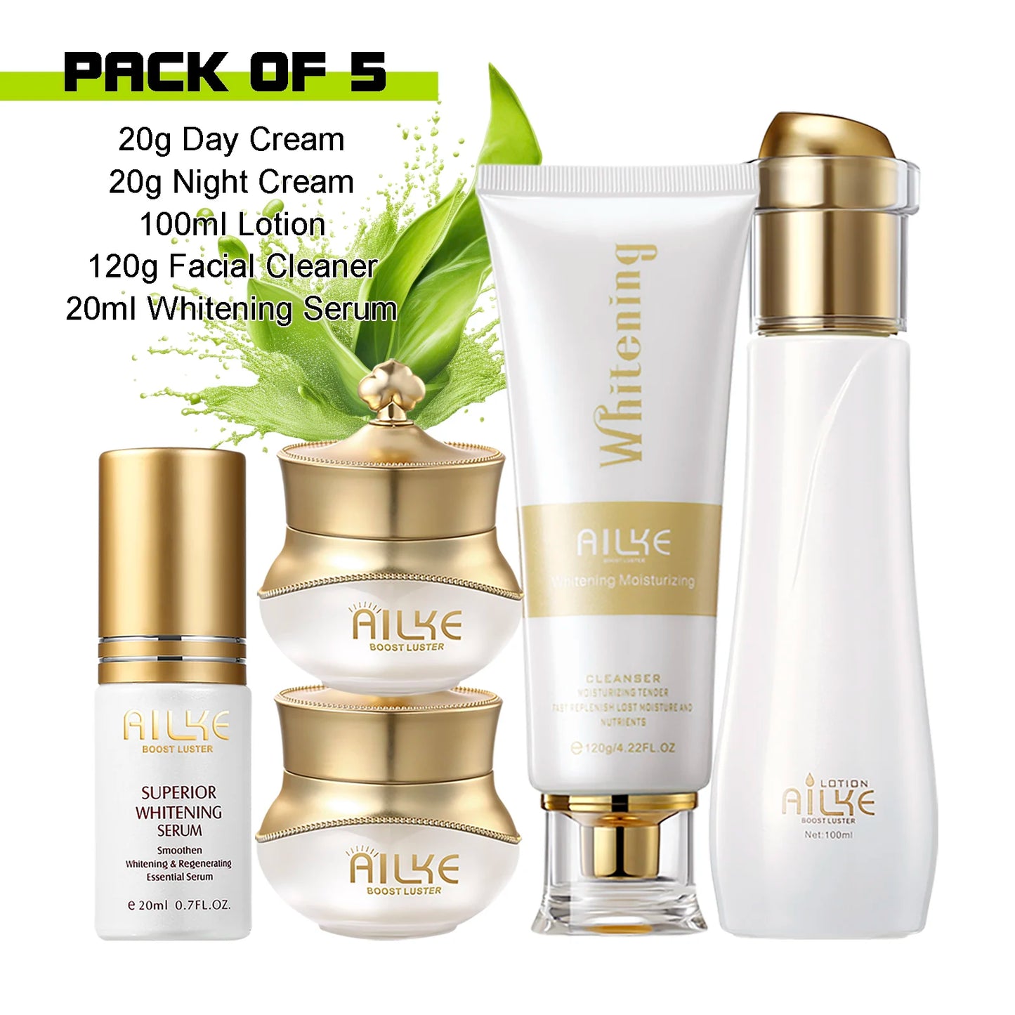 AILKE Women Whitening Face Care Set, Lightening, Reduce Dark Spots, Anti Wrinkles, For All Skin Types, Not Greasy, Easy Absorb