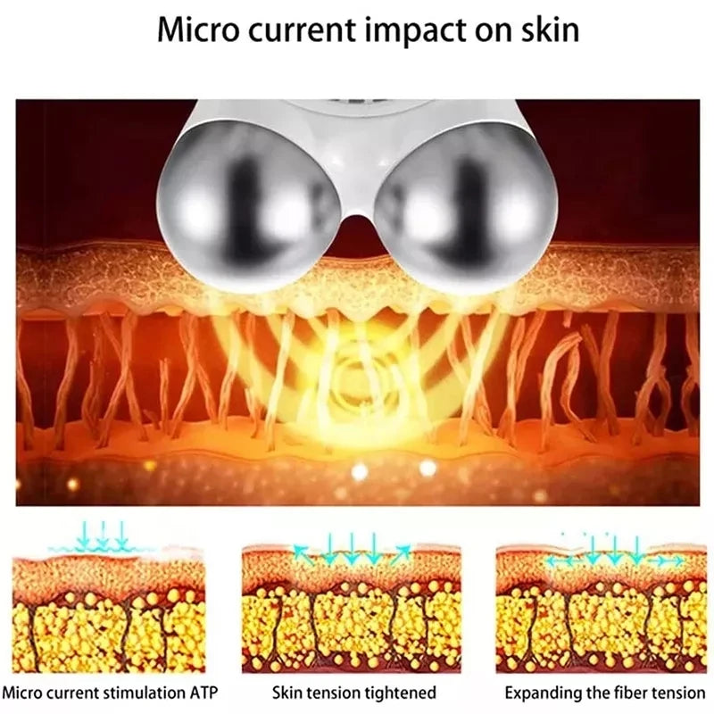 Microcurrent Facial Massager Roller Anti Wrinkles EMS Face Lift Skin Tightening Machine Face Firming Slimming Skin Care Tools