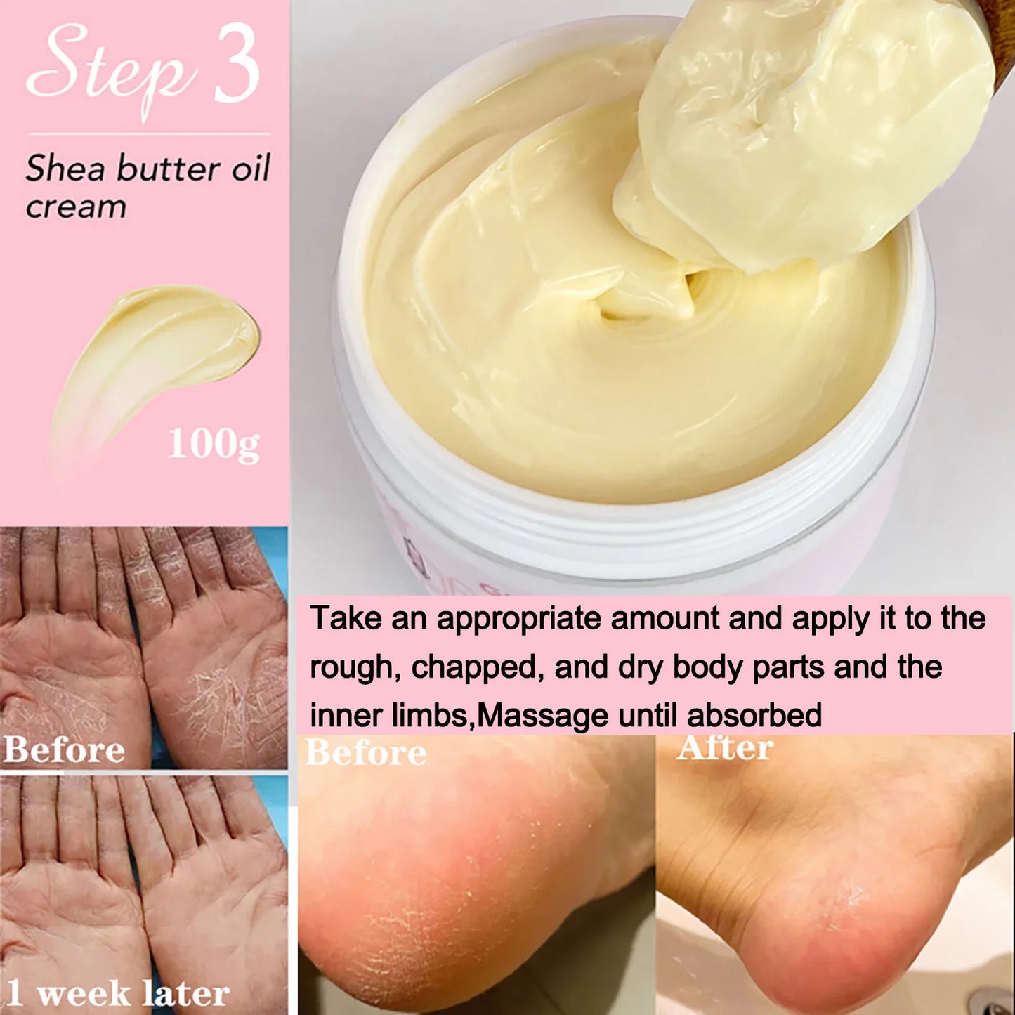 AILKE Organic Shea Butter Oil Whitening Cream, Brightening, Moisturizing, Smooth Nourish, Soften Skin, for Face, Body, 100ml