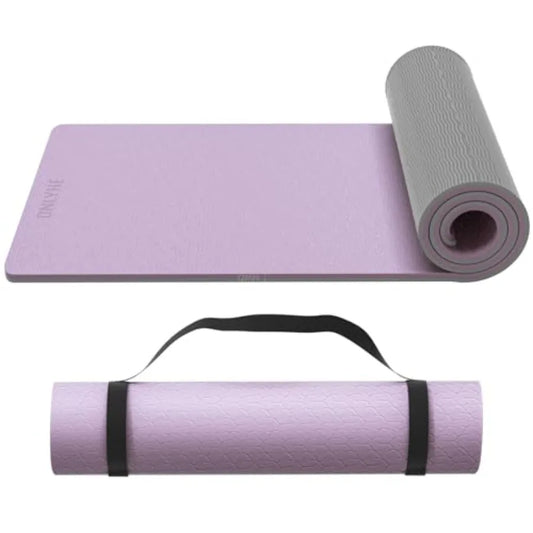 Extra Thick 12mm TPE Yoga Mat with Strap Non-slip for Gymnastics Pilates Home Workout Gym Floor Fitness in Black