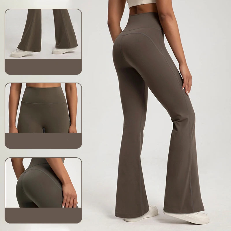 High-end Yoga Leggings Slim Yoga Pants High Waist Wide Leg Pants Bottoms Breathable Gym Casual Sports Bell Leggings Female
