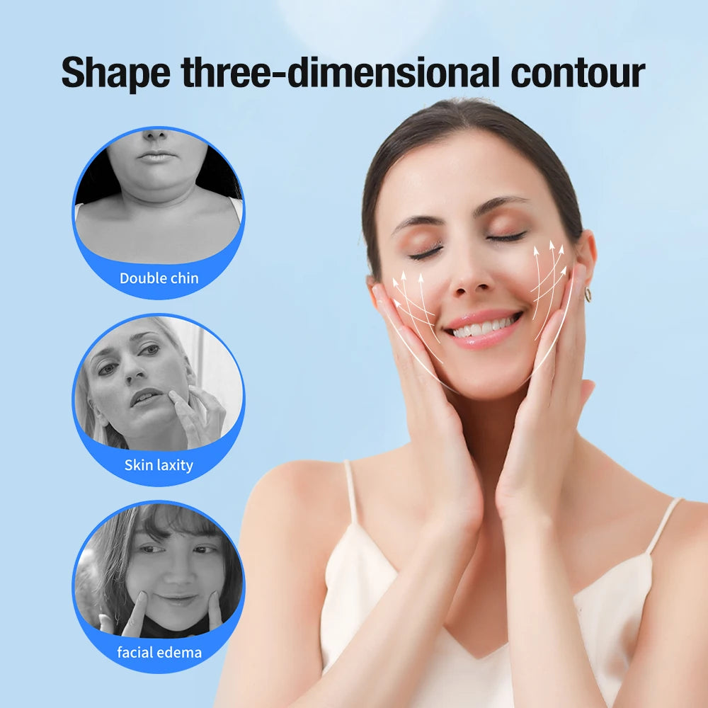 EMS Facial Lifting Massager Face Slimming V Shape Lifter Belt Face Lift Beauty Device Hot Compress Vibration Reduce Double Chin
