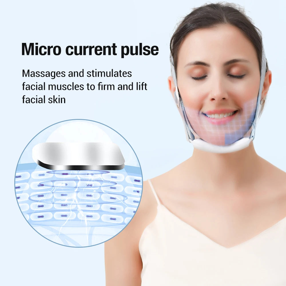 EMS Facial Lifting Massager Face Slimming V Shape Lifter Belt Face Lift Beauty Device Hot Compress Vibration Reduce Double Chin