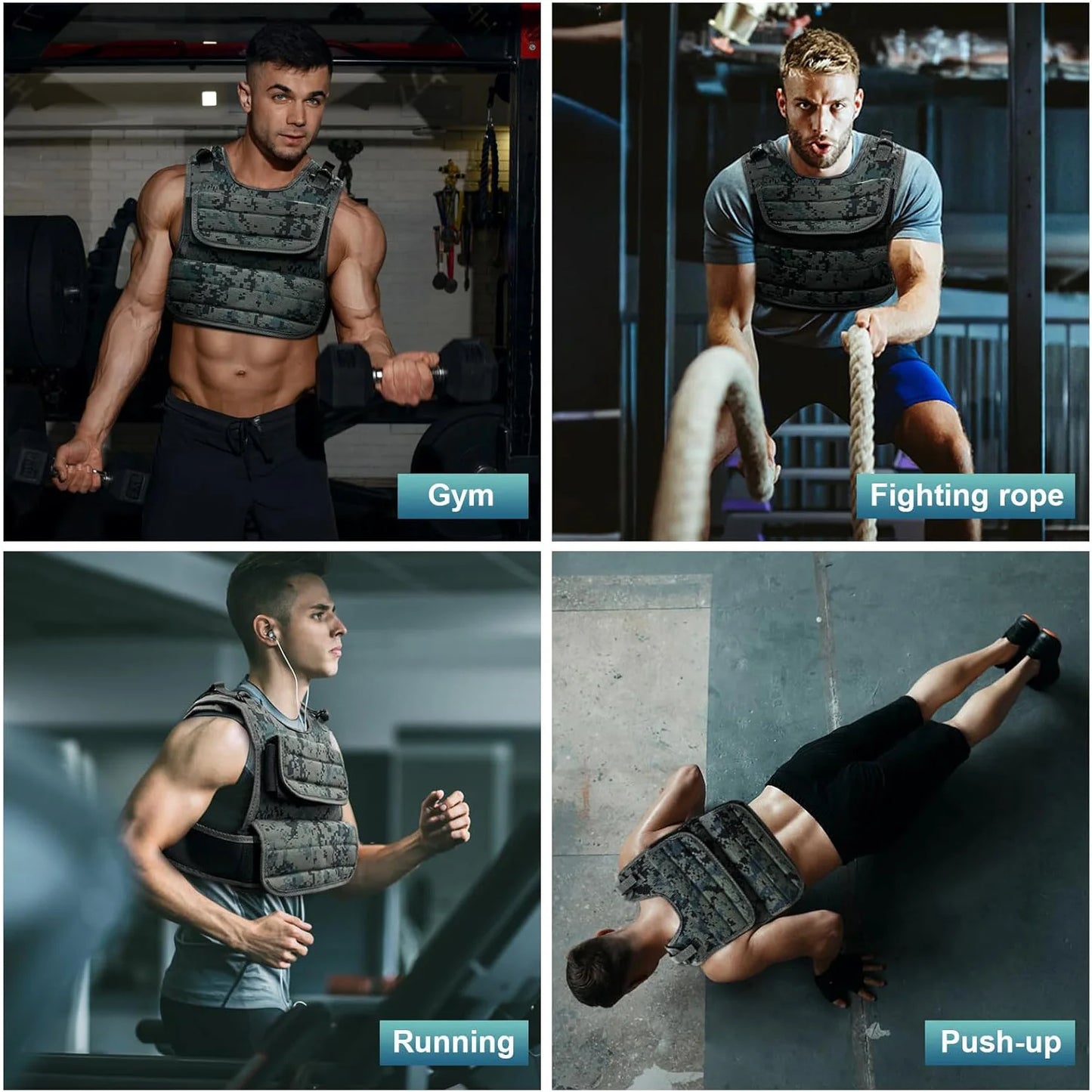 Adjustable Weighted Vests for Men 44LB Adjustable Weight Vest with 19 Cast Iron Weights for Strength Training Running