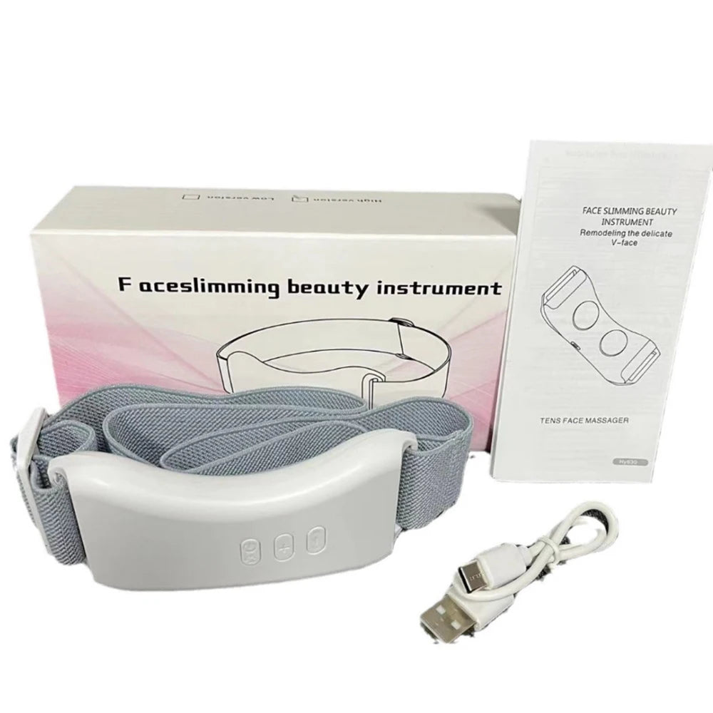 EMS Facial Lifting Massager Face Slimming V Shape Lifter Belt Face Lift Beauty Device Hot Compress Vibration Reduce Double Chin