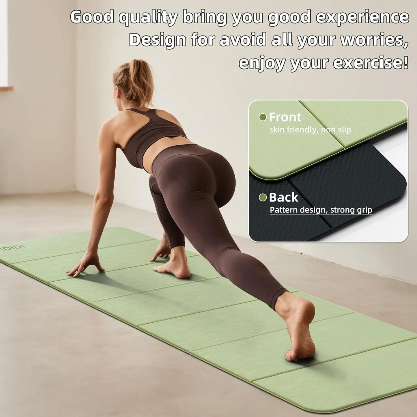Extra Thick Foldable Yoga Mat - 0.32 Inch Eco-Friendly Non-Slip Fitness Mat for Home & Studio