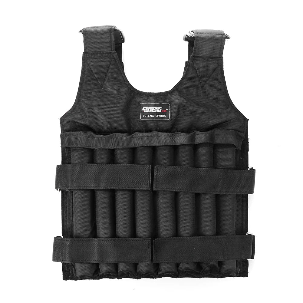 Durable Weighted Vest 20/50kg Adjustable Weight Training Suit Exercise Waistcoat Empty Bag Fitness Running Vest Jacket
